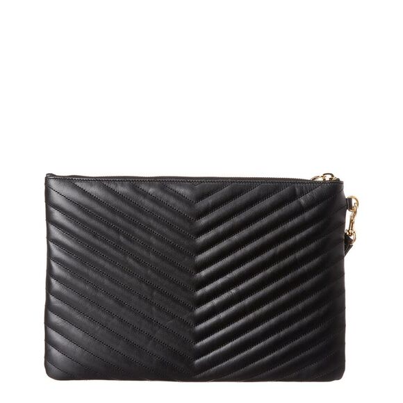 Saint Laurent Monogram Matelasse Leather Tablet Pouch, Black - Picture 2 of 4